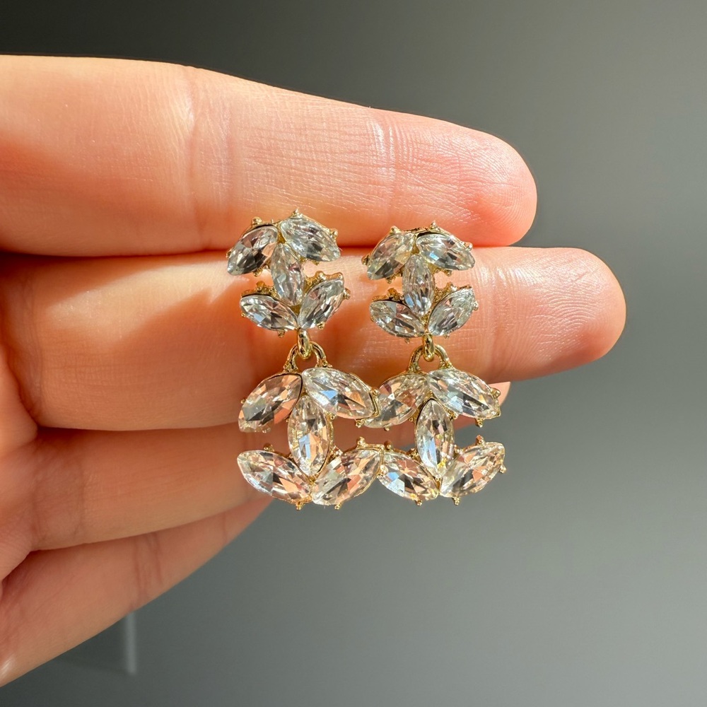 Luxury Designer Inspired Cubic Zirconia Interlocking C's Statement Earrings NWT